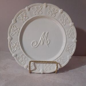 Mud Pie White Decorative Monogram Plate
